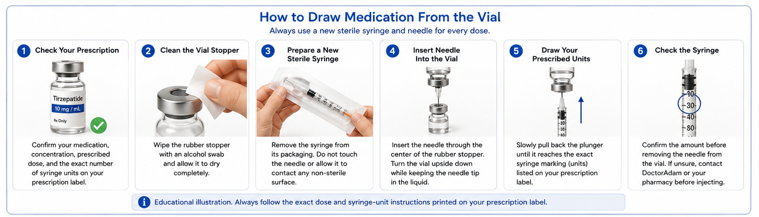 How to draw tirzepatide medication from a vial into a syringe