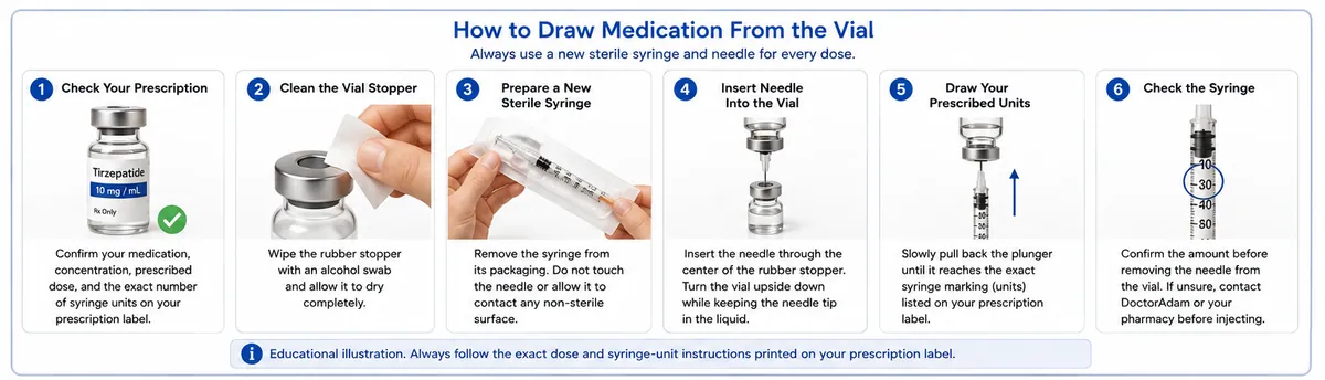 How to draw tirzepatide medication from a vial into a syringe